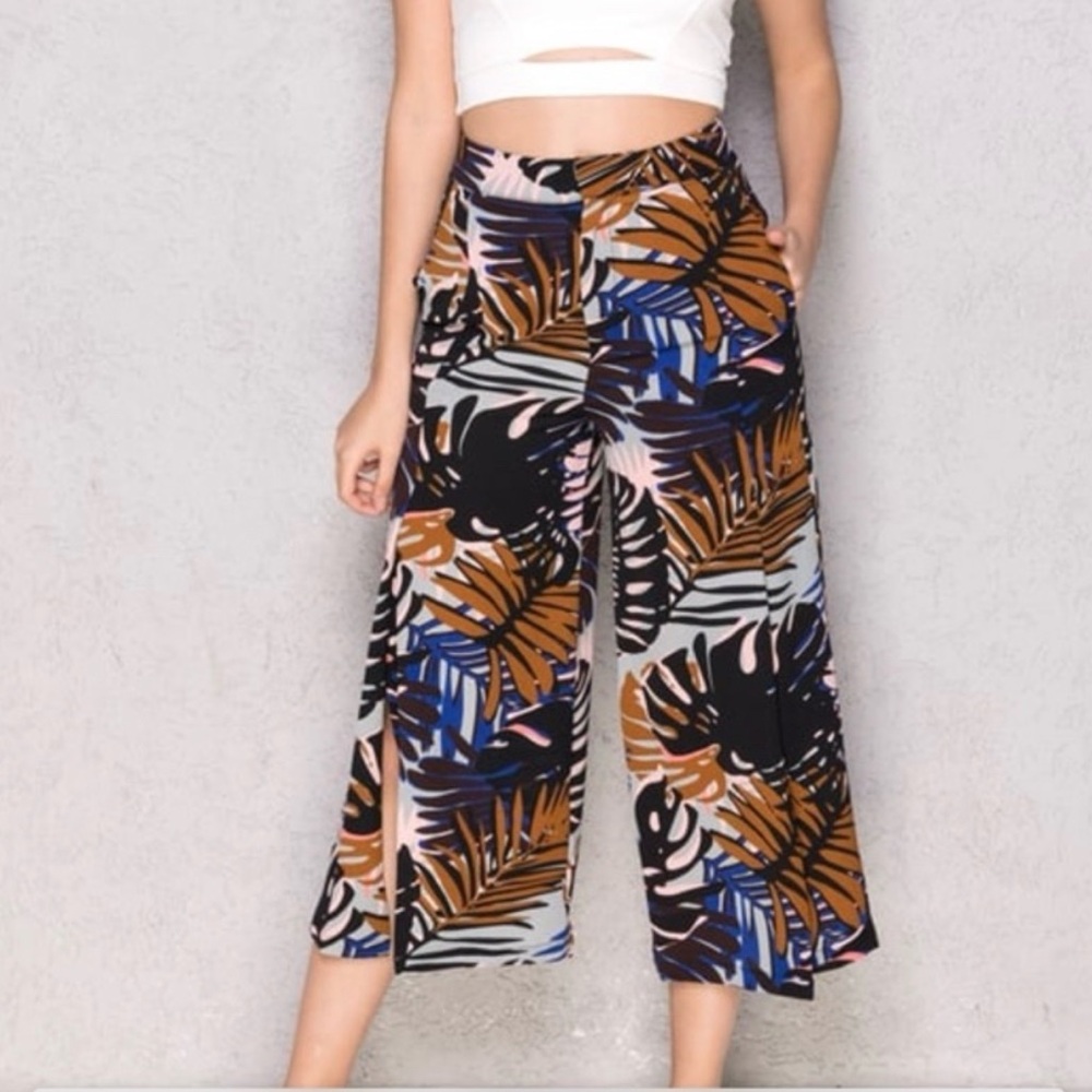 Mango Basic Cropped Wide Leg‎ Pants